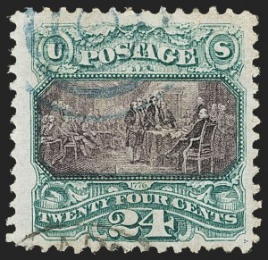 Sale 1133, Lot 244, 24c-30c 1869 Pictorial Issue, off-Cover (Scott 120-121)