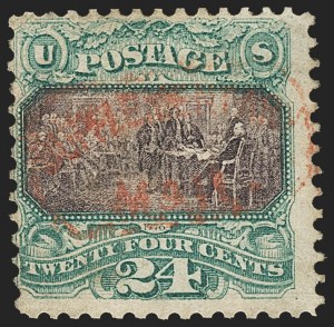 Sale 1133, Lot 248, 24c-30c 1869 Pictorial Issue, off-Cover (Scott 120-121)