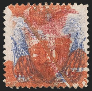Sale 1133, Lot 257, 24c-30c 1869 Pictorial Issue, off-Cover (Scott 120-121)