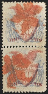 Sale 1133, Lot 268, 24c-30c 1869 Pictorial Issue, off-Cover (Scott 120-121)