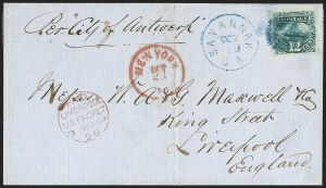 Sale 1133, Lot 315, 6c-15c 1869 Pictorial Issue Covers (Scott 115-119)