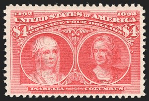 Sale 1133, Lot 382, 1893 Columbian Issue (Scott 230-245), $4.00 Columbian (244) Sale 1133, Lot 382, 1893 Columbian Issue (Scott 230-245)