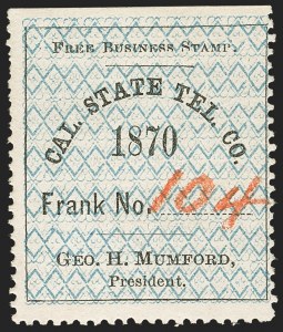 Sale 1133, Lot 607, Telegraph Stamps and Covers