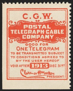 Sale 1133, Lot 622, Telegraph Stamps and Covers