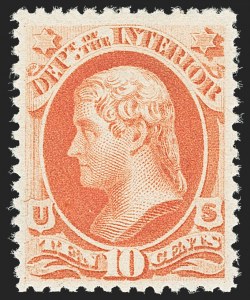 Sale 1135, Lot 572, 1879 American Bank Note Co. Printing on Soft Paper (Scott O94-O125)