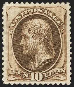 Sale 1140, Lot 543, 1873-75 Continental Bank Note Co. Issues (Scott 156-179), 10c Brown (161) Sale 1140, Lot 543, 1873-75 Continental Bank Note Co. Issues (Scott 156-179)