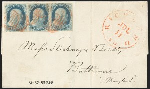 Sale 1144, Lot 35, 1c 1851-56 Issue, Types III-IIIa (Scott 8-8A)