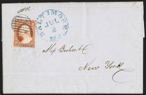 Sale 1144, Lot 70, 3c 1851-56 Issue, Orange Brown (Scott 10-10A)