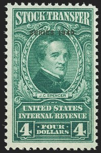 Sale 1149, Lot 323, Green Stock Transfer: 1940-1942 Ovpts.