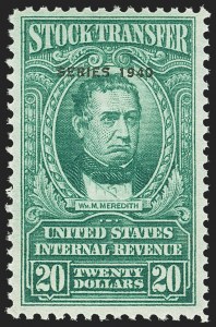 Sale 1149, Lot 325, Green Stock Transfer: 1940-1942 Ovpts.