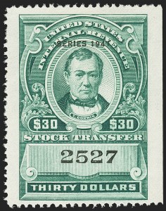 Sale 1149, Lot 332, Green Stock Transfer: 1940-1942 Ovpts.