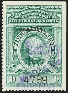 Sale 1149, Lot 357, Green Stock Transfer: 1945-1947 Ovpts.