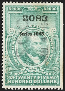 Sale 1149, Lot 373, Green Stock Transfer: 1948-1952 Ovpts.