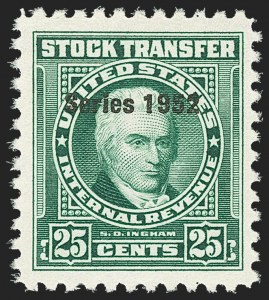 Sale 1149, Lot 390, Green Stock Transfer: 1948-1952 Ovpts.