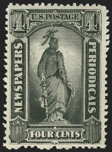 Sale 1150, Lot 1272, Newspapers and Periodicals: 1879 thru 1895 Issues, 4c Intense Black, 1894 Issue (PR92) Sale 1150, Lot 1272, Newspapers and Periodicals: 1879 thru 1895 Issues