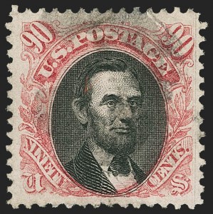Sale 1150, Lot 738, 30c-90c 1869 Pictorial Issue and 30c Invert (Scott 121-122)