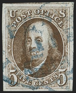 Sale Number 1163, Lot Number 1, 1847 Issue and 1875 Reproduction (Scott 1-4)