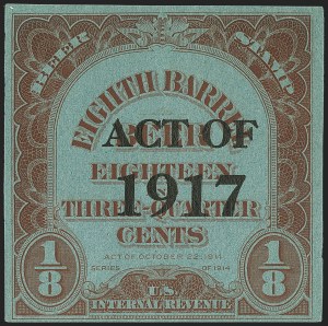 Sale 1164, Lot 623, Beer Stamps - 1917 Provisional Issue