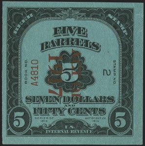 Sale 1164, Lot 634, Beer Stamps - 1917 Provisional Issue