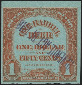 Sale 1164, Lot 650, Beer Stamps - 1918 Provisional Issue