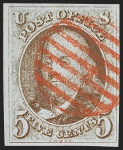 Sale 1166, Lot 549, 5c 1847 Issue (Scott 1)