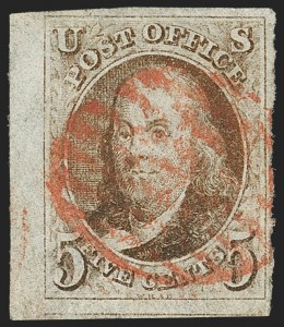 Sale 1166, Lot 554, 5c 1847 Issue (Scott 1)