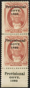 Sale 1172, Lot 1322, 1893 Provisional Government Issue, cont. (Scott 71-73)