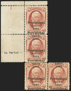 Sale 1172, Lot 1324, 1893 Provisional Government Issue, cont. (Scott 71-73)