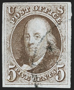 Sale 1179, Lot 2076, 1847 Issue and Reproduction (Scott 1-4), 5c Red Brown (1) Sale 1179, Lot 2076, 1847 Issue and Reproduction (Scott 1-4)