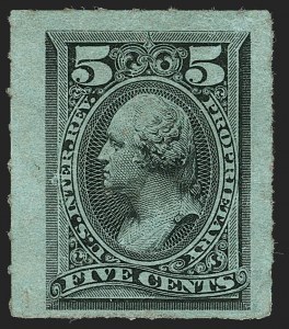 Sale 1179, Lot 2708, Revenues: Documentary, Proprietary, Stock Transfer, 5c Black, Rouletted, Proprietary (RB16c) Sale 1179, Lot 2708, Revenues: Documentary, Proprietary, Stock Transfer