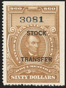 Sale 1179, Lot 2711, Revenues: Documentary, Proprietary, Stock Transfer