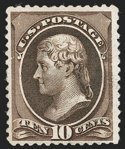 Sale 1187, Lot 320, 1881-83 American Bank Note Co. Issues (Scott 205-211B), 10c Black Brown (209b) Sale 1187, Lot 320, 1881-83 American Bank Note Co. Issues (Scott 205-211B)