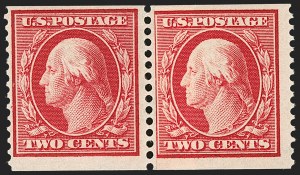 Sale 1187, Lot 550, 1910-13 Washington-Franklin Issue (Scott 374-396), 2c Carmine, Coil (388) Sale 1187, Lot 550, 1910-13 Washington-Franklin Issue (Scott 374-396)
