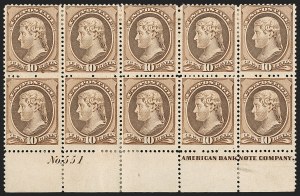 Sale 1192, Lot 274, 1879-88 American Bank Note Co. Issues (Scott 182-218)