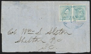 Sale 1192, Lot 954, Confederate States: General Issues on-Cover, Typograph and Engraved Issues