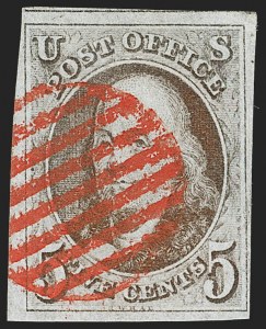 Sale 1197, Lot 1526, 5c 1847 Issue (Scott 1)