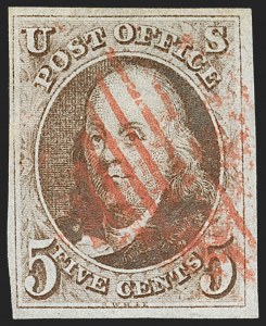 Sale 1197, Lot 1535, 5c 1847 Issue (Scott 1)