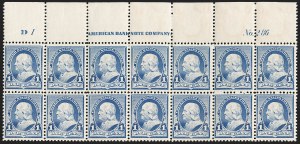 Sale 1201, Lot 2068, Imprint and Plate Number Blocks