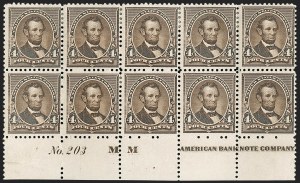 Sale 1201, Lot 2071, Imprint and Plate Number Blocks