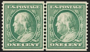 Sale Number 1202, Lot Number 2346, 1908-12 Perf 12 Horizontal Coils, Double-Line Watermark (Scott 352-356)