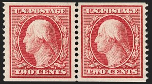 Sale Number 1202, Lot Number 2352, 1908-12 Perf 12 Horizontal Coils, Double-Line Watermark (Scott 352-356)