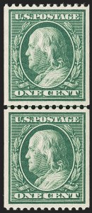 Sale 1202, Lot 2377, 1910 Perf 12 Vertical Coils, Single-Line Watermark (Scott 385-386)