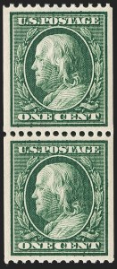 Sale 1202, Lot 2378, 1910 Perf 12 Vertical Coils, Single-Line Watermark (Scott 385-386)
