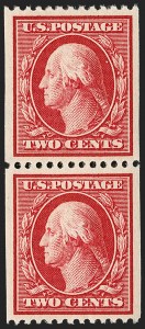 Sale 1202, Lot 2384, 1910 Perf 12 Vertical Coils, Single-Line Watermark (Scott 385-386)