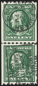 Sale 1202, Lot 2403, 1910 Perf 8.5 Vertical Coils, Single-Line Watermark (Scott 390-391)