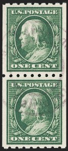 Sale 1202, Lot 2404, 1910 Perf 8.5 Vertical Coils, Single-Line Watermark (Scott 390-391)