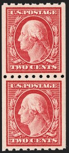 Sale 1202, Lot 2407, 1910 Perf 8.5 Vertical Coils, Single-Line Watermark (Scott 390-391)