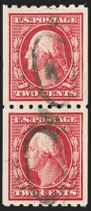 Sale 1202, Lot 2411, 1910 Perf 8.5 Vertical Coils, Single-Line Watermark (Scott 390-391)