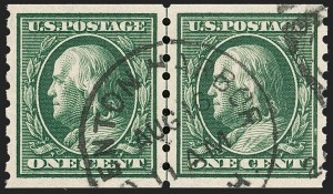 Sale 1202, Lot 2415, 1910-13 Perf 8.5 Horizontal Coils, Single-Line Watermark (Scott 392-396)