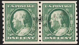 Sale 1202, Lot 2416, 1910-13 Perf 8.5 Horizontal Coils, Single-Line Watermark (Scott 392-396)